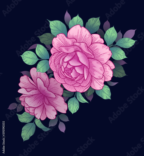 Floral Arrangement with Pink Roses on Dark