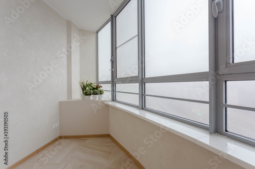 flowers on the balcony in a modern bright interior