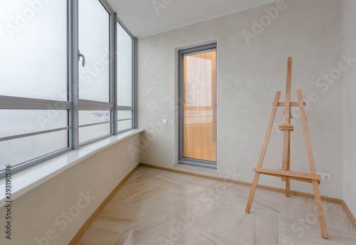 loggia with a view of the city in a modern style