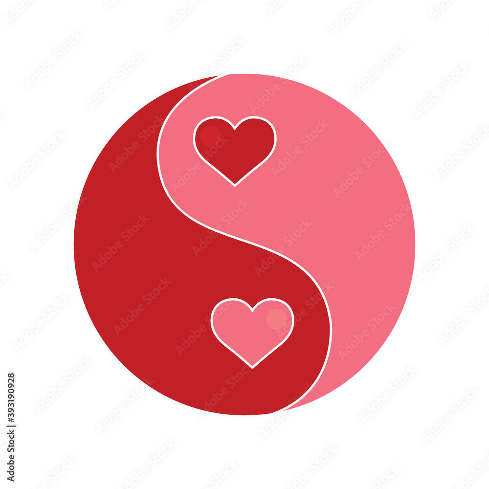 Isolated romantic heart yin yang pink love icon- Vector Isolated romantic heart yin yang pink love icon- Vector