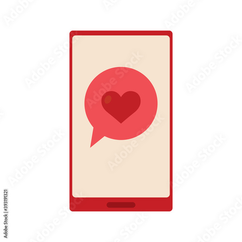 Isolated romantic heart smartphone red love icon- Vector