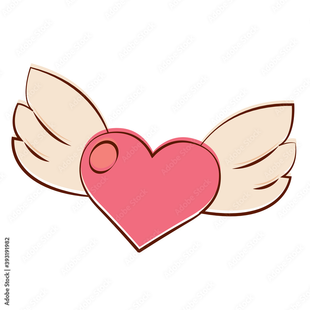 Isolated romantic hearth with wings pink love icon- Vector Isolated romantic hearth with wings pink love icon- Vector