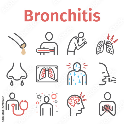 Bronchitis line icons. infographic symbol. Vector sign for web graphic.