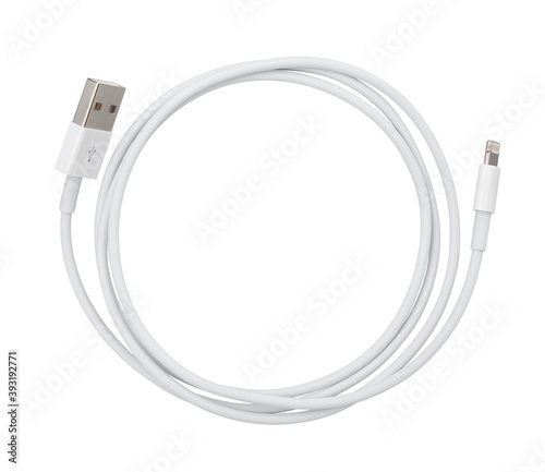 Obraz na plátně usb lightning cable path isolated on white