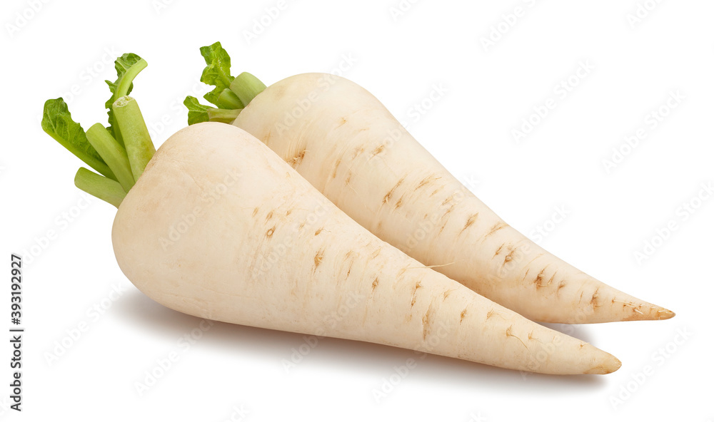 daikon radish path isolated on white daikon radish path isolated on white