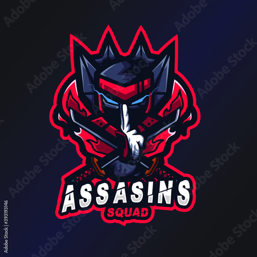Assassin's Squad Esports Logo. Ninja Logo. Esport Team Logo. Streamer Gaming Logo. Gaming Creator House Illustrator. Streamer Emblem. Ninja Illustrator. Gaming Mascot. Game Content Symbol.