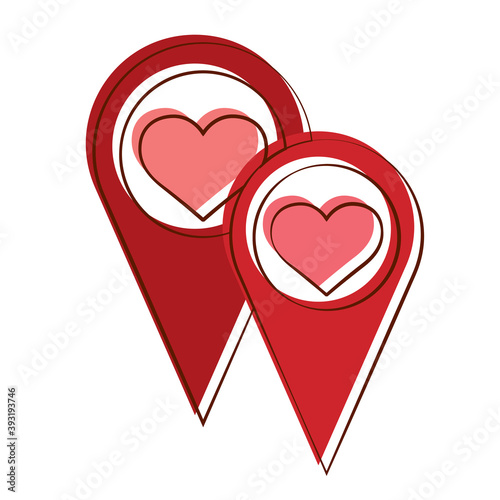 Isolated romantic heart location red love icon- Vector
