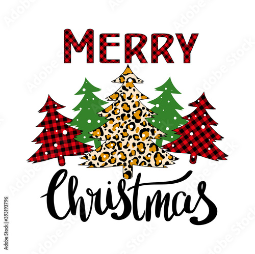 Plaid Christmas tree winter forest leopard tree vector