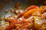 close-up of pan-fried pepper sauce