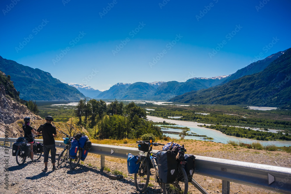 bicycle tour at Carretera Austral, Patagonia - Chile.