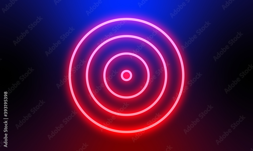 Abstract red neon light circles background. Abstract red neon light circles background.