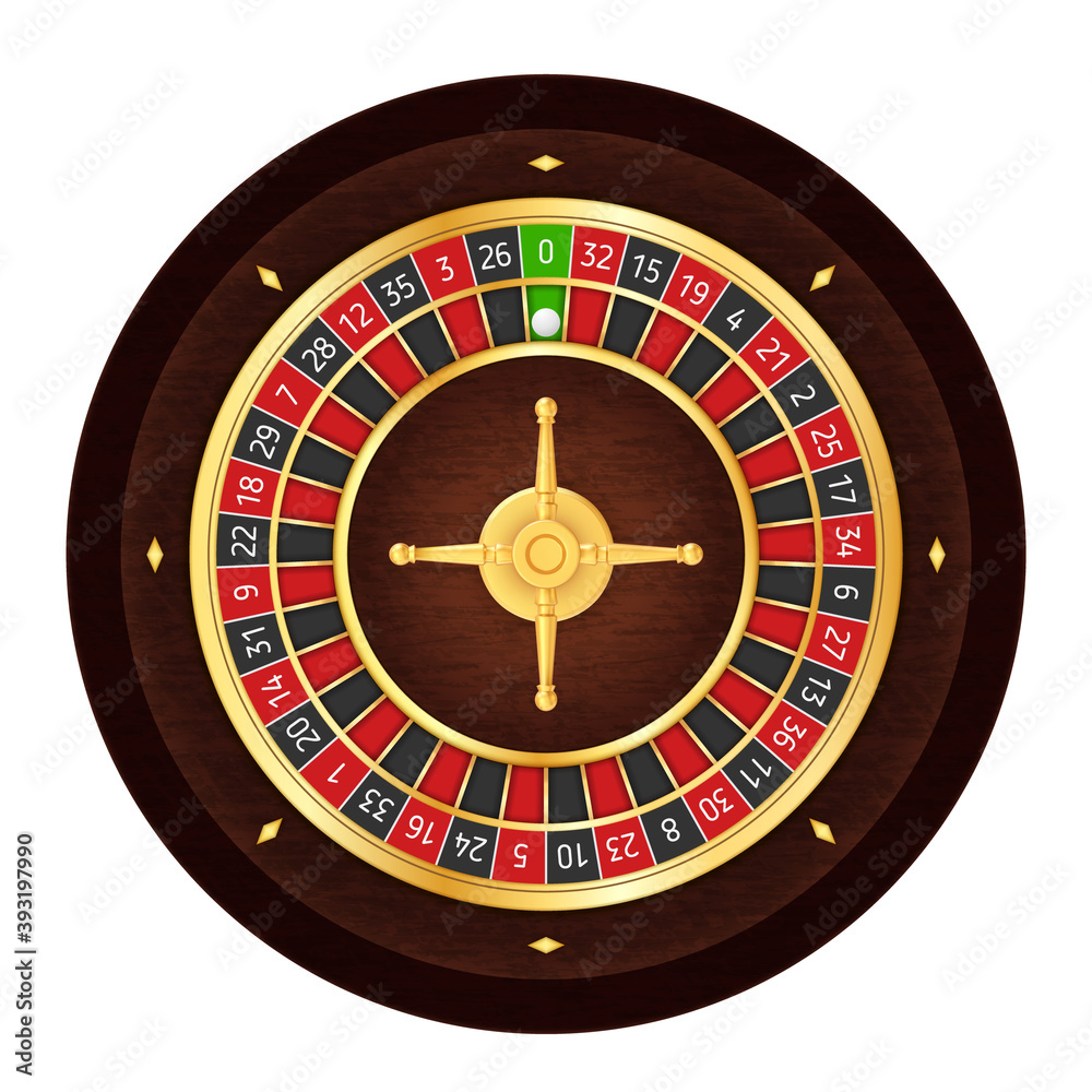 European Realistic Casino Roulette Wheel on White Background European Realistic Casino Roulette Wheel on White Background