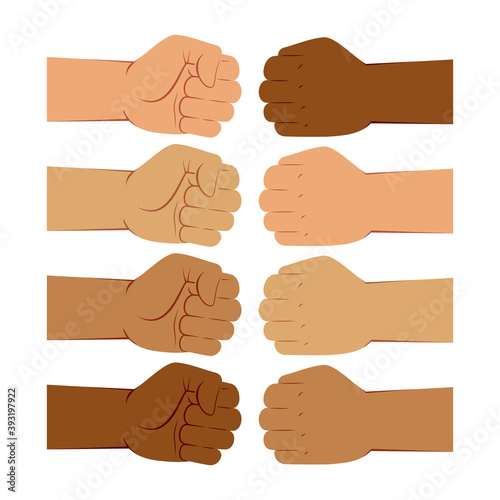 Hand Gesture of Fist Bump, Different Skin Colors