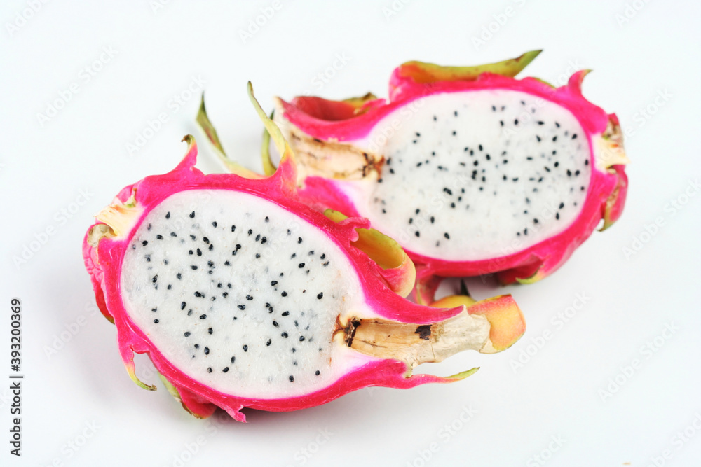 Close up of halved dragon fruit Close up of halved dragon fruit