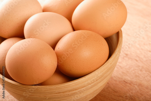 Close up of eggs in bowl