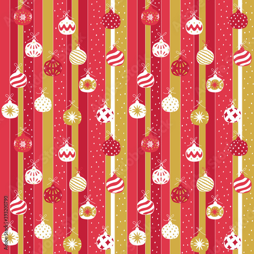 Christmas ornament ball seamless with a retro doole look. Xmas pattern for background, backdrop, textiles, wrapping paper. photo