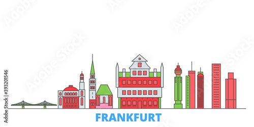 Germany, Frankfurt cityscape line vector. Travel flat city landmark, oultine illustration, line world icons