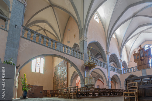 Orgelet - 09 04 2020: View inside Church of Our Lady of the Assumption of Orgelet photo