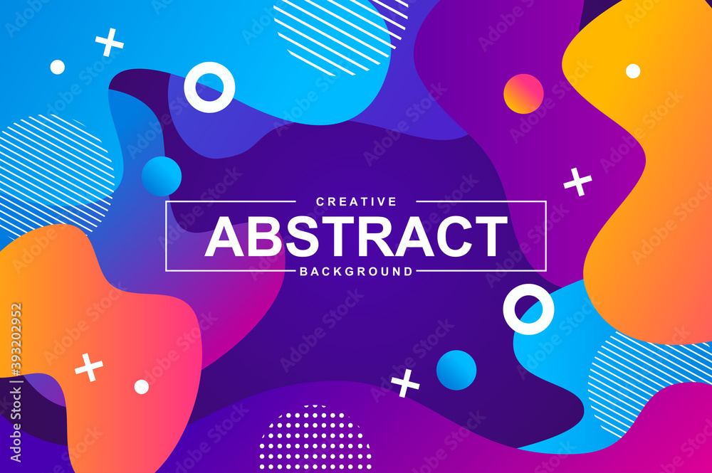Unique design with dynamic liquid shapes. Colorful fluid style background for landing page, web banner, wallpaper. Bright composition with gradients, wavy pattern with header vector Illustration.