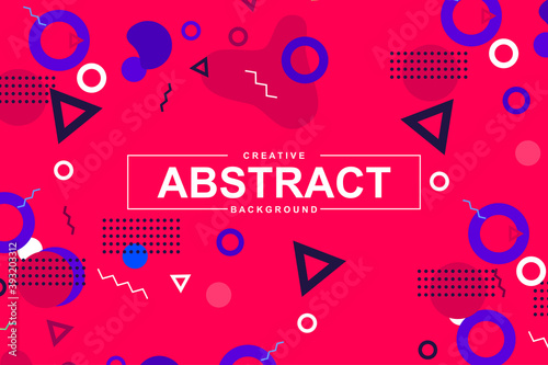 Abstract design with geometric shapes in memphis style. Colorful creative background for landing page, web banner or wallpaper. Minimal composition, flat backdrop with header vector Illustration.