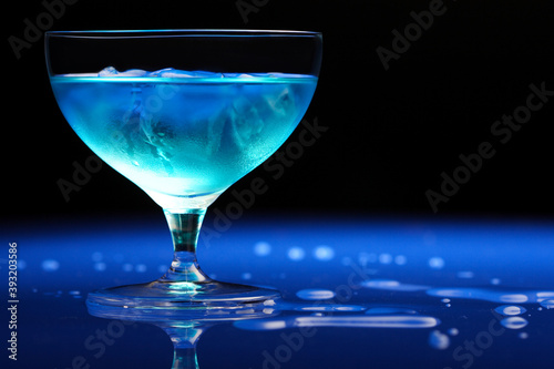Close up of blue curacao drink