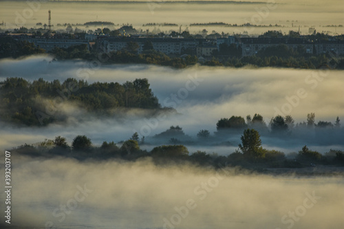 foggy dawn over the River Volga
