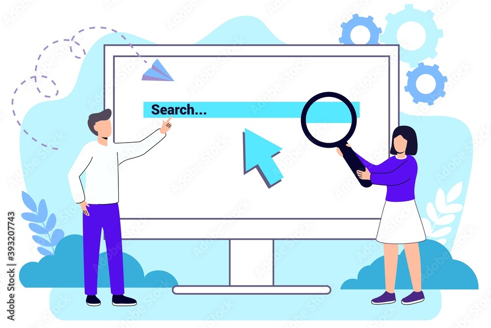 Web search Business metaphore for search or research, development, web surfing Vector illustration Flat design business people concept for web banner, business presentation, advertising material Web search Business metaphore for search or research, development, web surfing Vector illustration Flat design business people concept for web banner, business presentation, advertising material