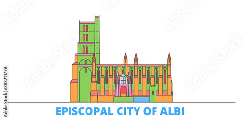 France, Albi cityscape line vector. Travel flat city landmark, oultine illustration, line world icons