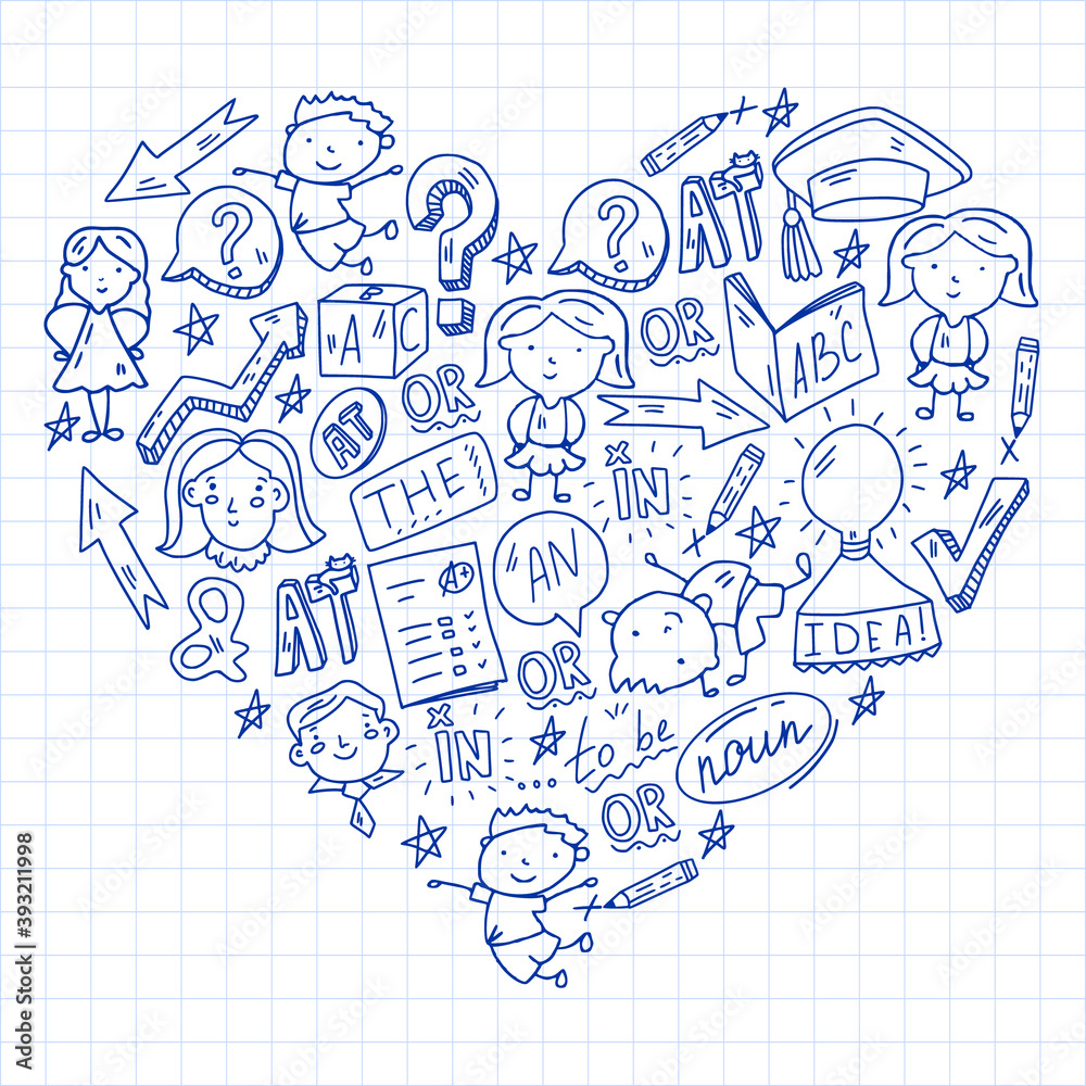 custom made wallpaper toronto digitalConcept of learning English. Flat design, vector pattern.