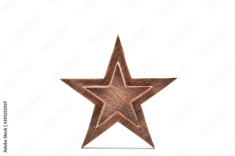 Christmas decoration wooden star isolated on white Christmas decoration wooden star isolated on white
