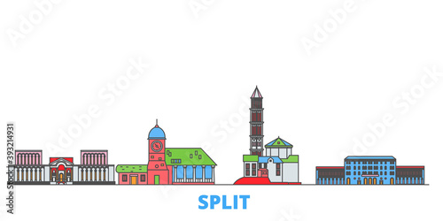 Croatia, Split cityscape line vector. Travel flat city landmark, oultine illustration, line world icons