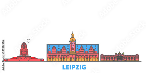 Germany, Leipzig cityscape line vector. Travel flat city landmark, oultine illustration, line world icons