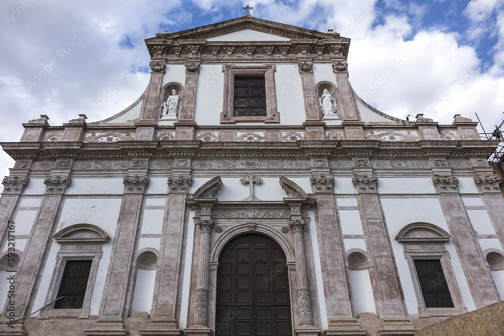 Obraz premium Church Our Lady of Remedies (Chiesa della Madonna dei Rimedi) and Carmelite convent built in 1610 - 1625. Piazza dell’Indipendenza, Palermo, Sicily, Italy.