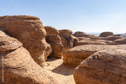 Rock formations in Al-'Ula in the region Tabuk in Saudi Arabia