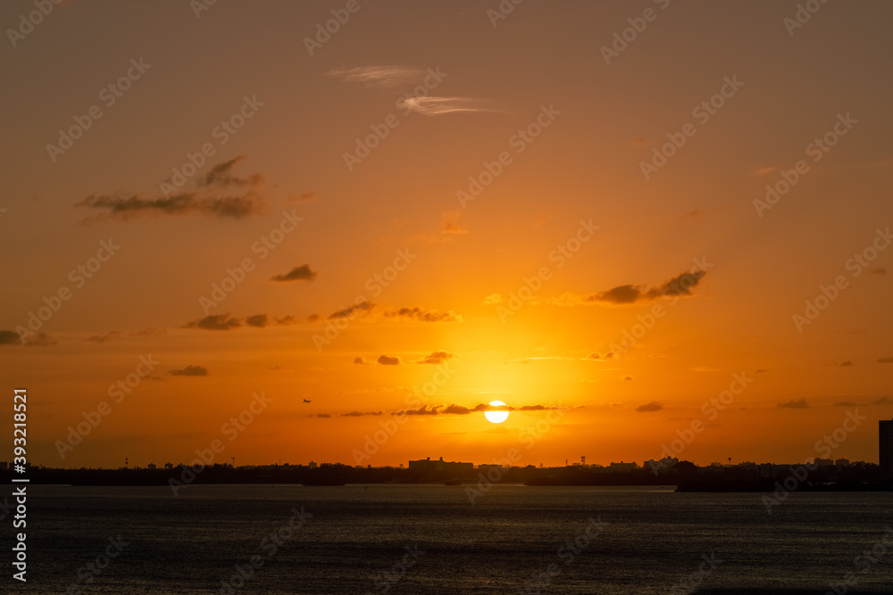 sunset, sky, sun, sea, ocean, water