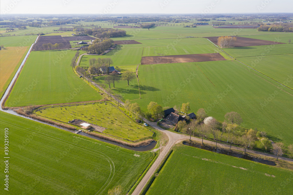 Arial view of agricultural landscape in the netherlands