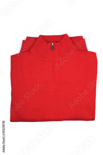 Red sweater on white background