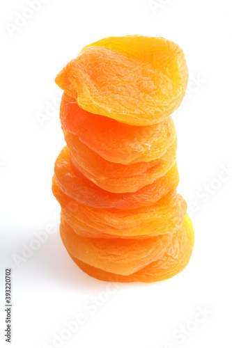 Dried apricots on white background