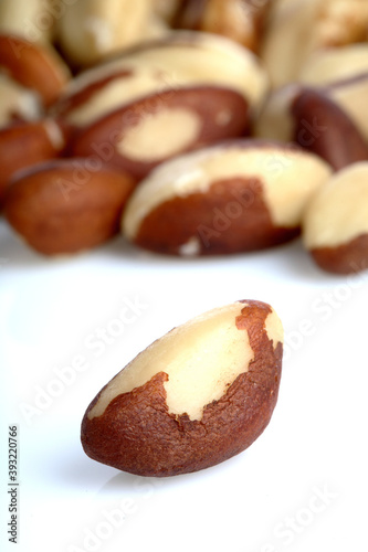 Brazilian nut on white background