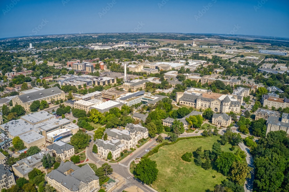 Aerial View of a University in Manhattan, Kansas