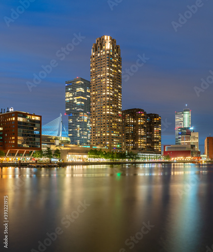 city skyline Rotterdam at night