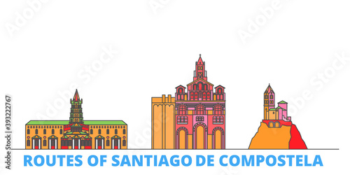 Fotografia France, Routes Of Santiago De Compostela cityscape line vector