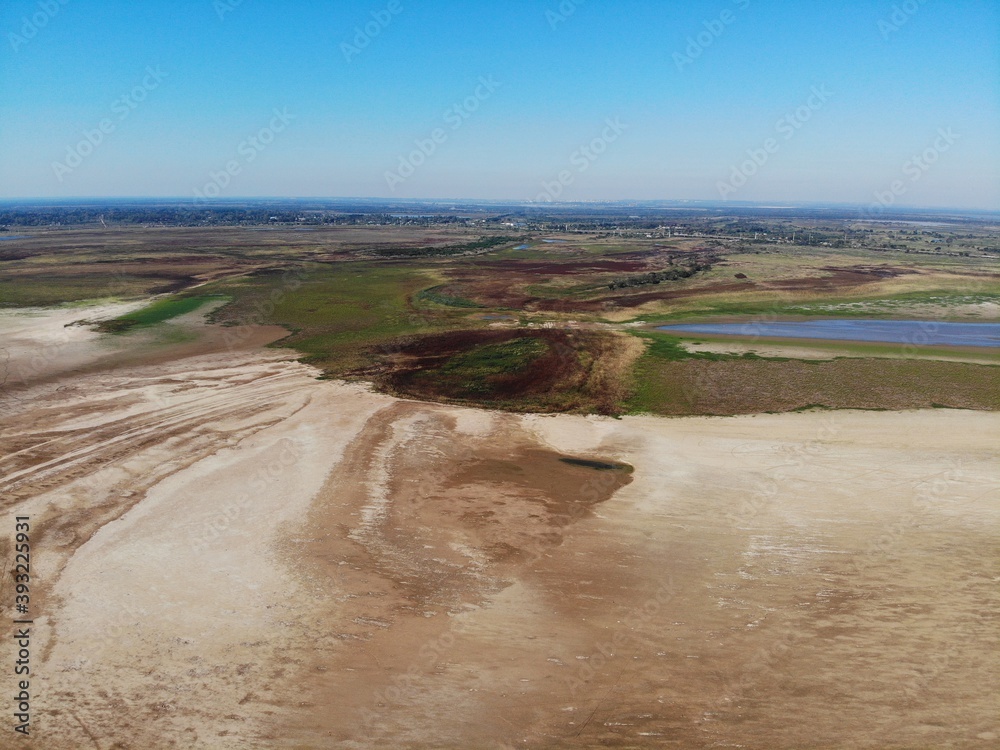 Sequía y bajante histórica de la laguna Setubal en la ciudad de Santa Fe -  Argentina created by dji camera Stock Photo | Adobe Stock