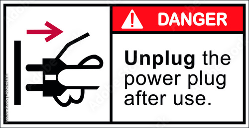 Danger disconnect mains plug from electrical outlet.