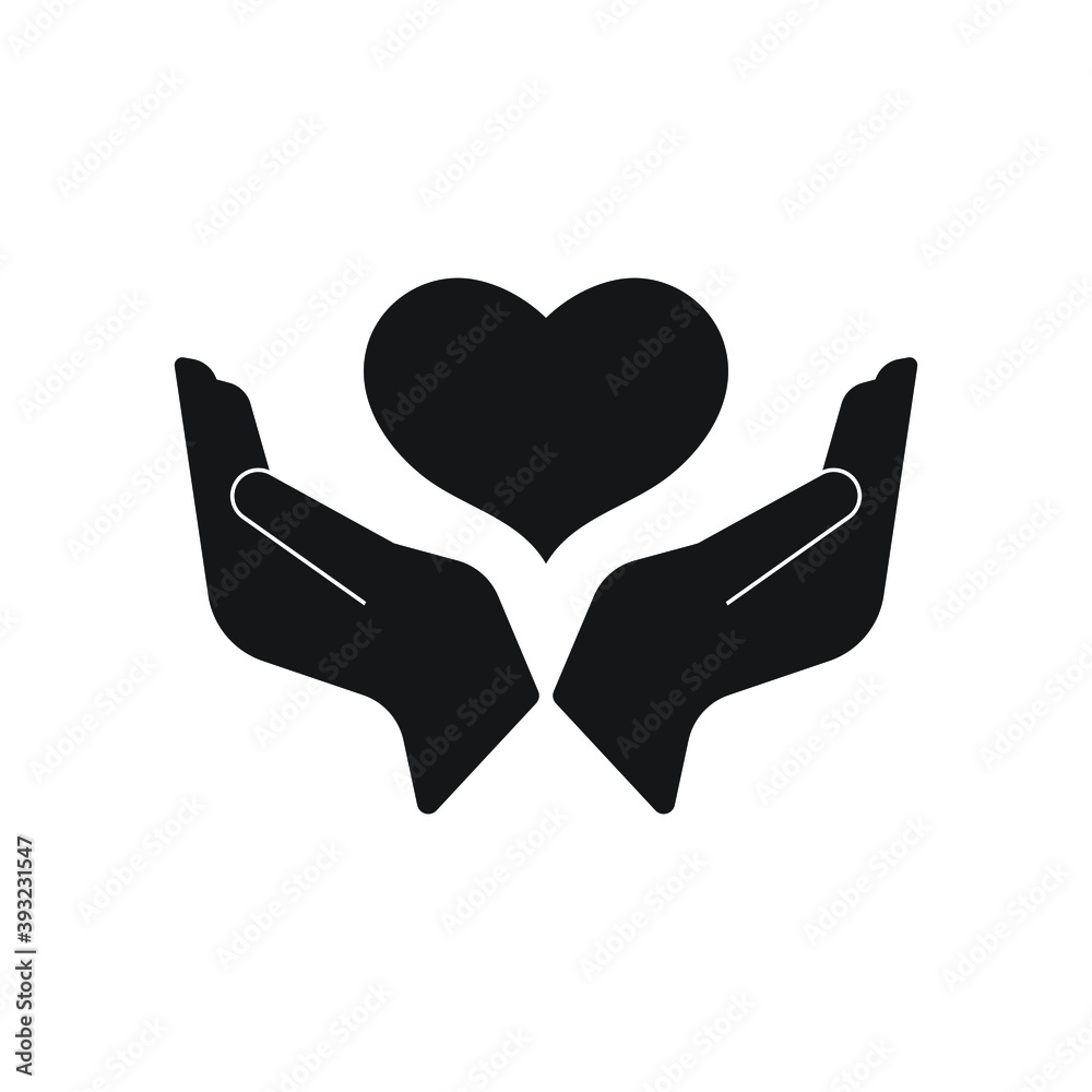 Heart in hand icon design isolated on white background Heart in hand icon design isolated on white background