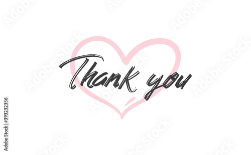Wallpaper Mural Thank you handwritten text. Calligraphy message with hand drawn heart background. Vector illustration. Torontodigital.ca