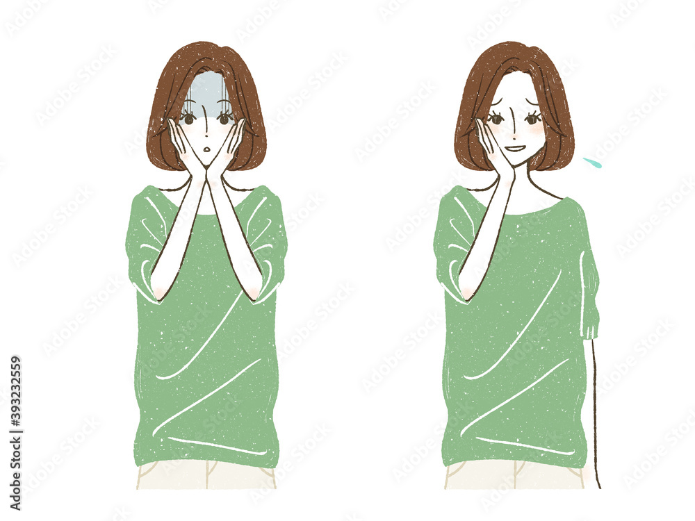 ショックを受けている女性 苦笑いしている女性 Stock イラスト Adobe Stock
