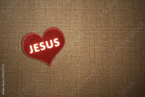 Red heart with Jesus text