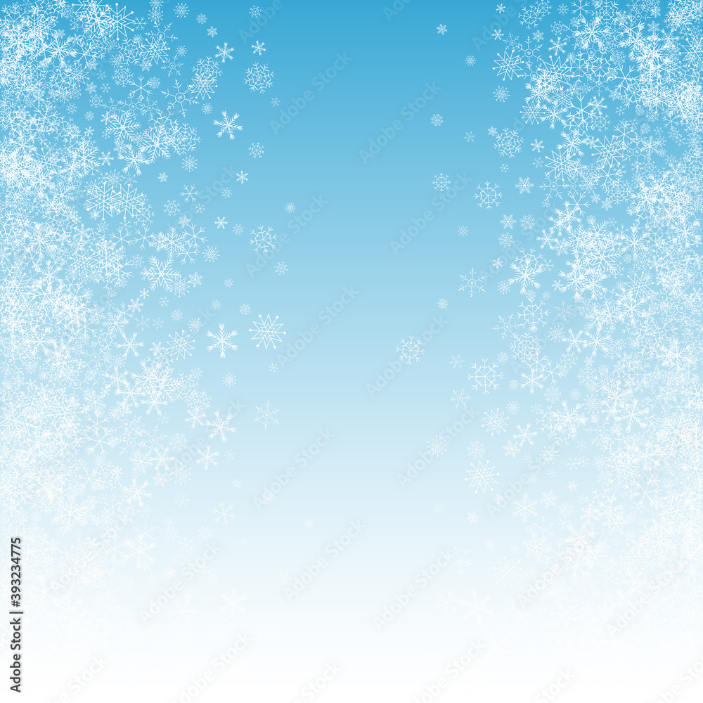 Gray Snowflake Vector Blue Background. Holiday 