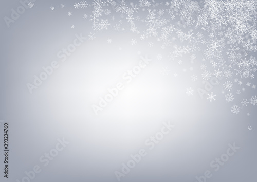 Silver Snowfall Vector Gray Background. magic 